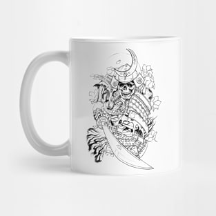 Hand-drawn with pencil samurai with snake design. Mug